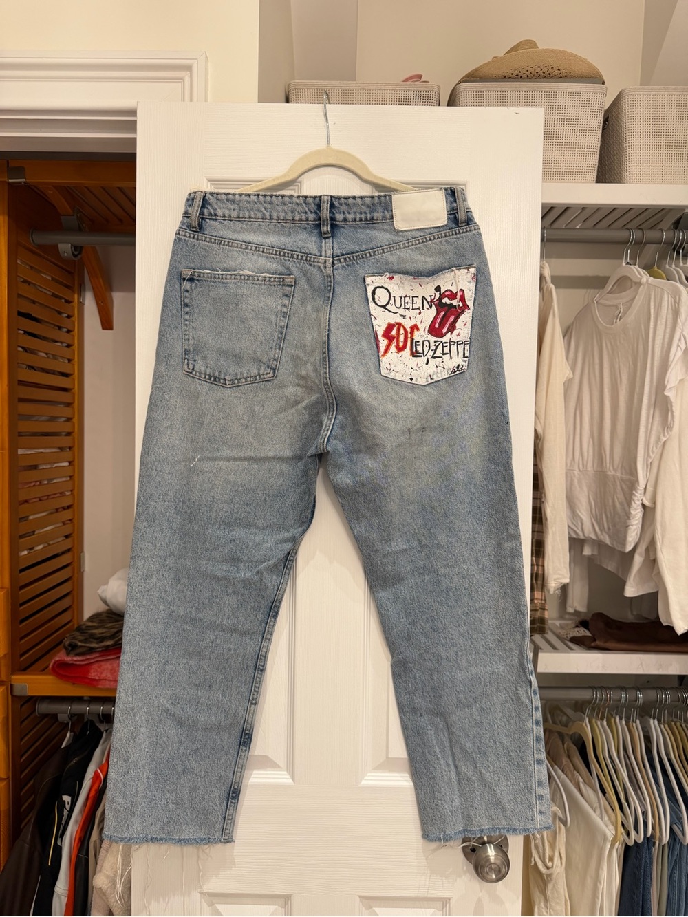 Light Blue Zara Jeans with Graphic Back Pocket